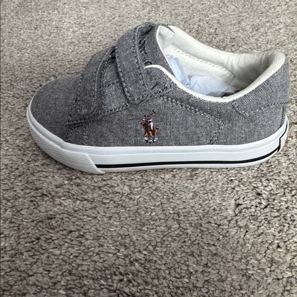 NWT Polo Ralph Lauren Easten II EZ Grey Chambray /Multi Pony Player Size 7.5
